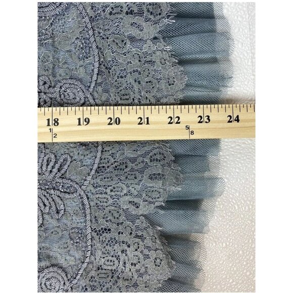 Carmen Marc Valvo Woman 6 Blue Sparkly Fairy Prom Embroidered Lace Beaded Skirt - Picture 8 of 16